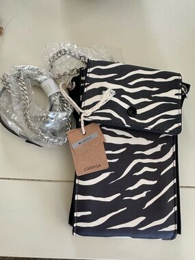 Zebra-Print Crossbody Bag in Black & White